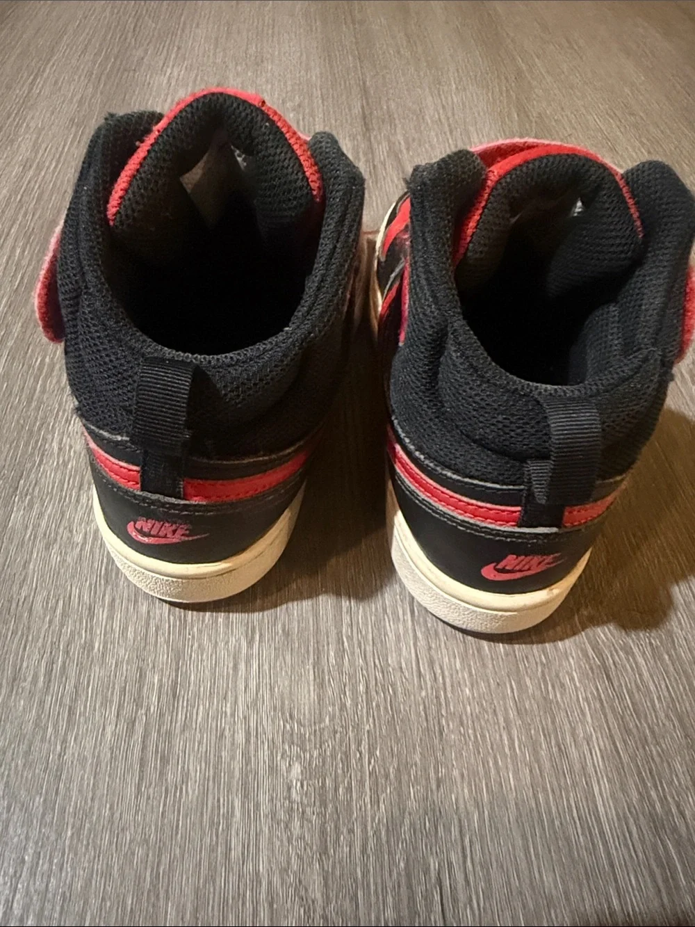 Nike Kids High-Top Sneakers in Black and Red